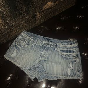 Jean Shorts- Striped Denim